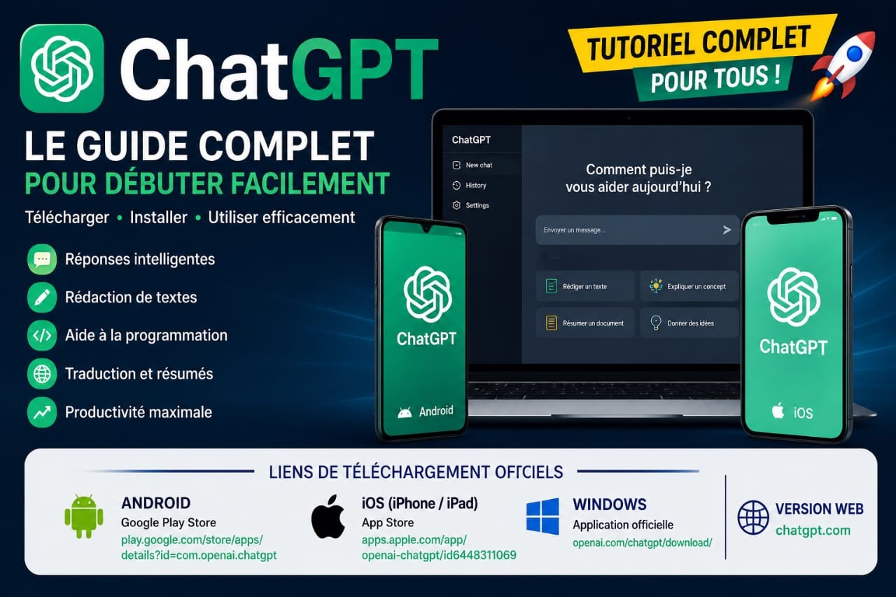 🚀 ChatGPT : le guide complet pour télécharger et utiliser l’IA sur Android, iPhone et Windows